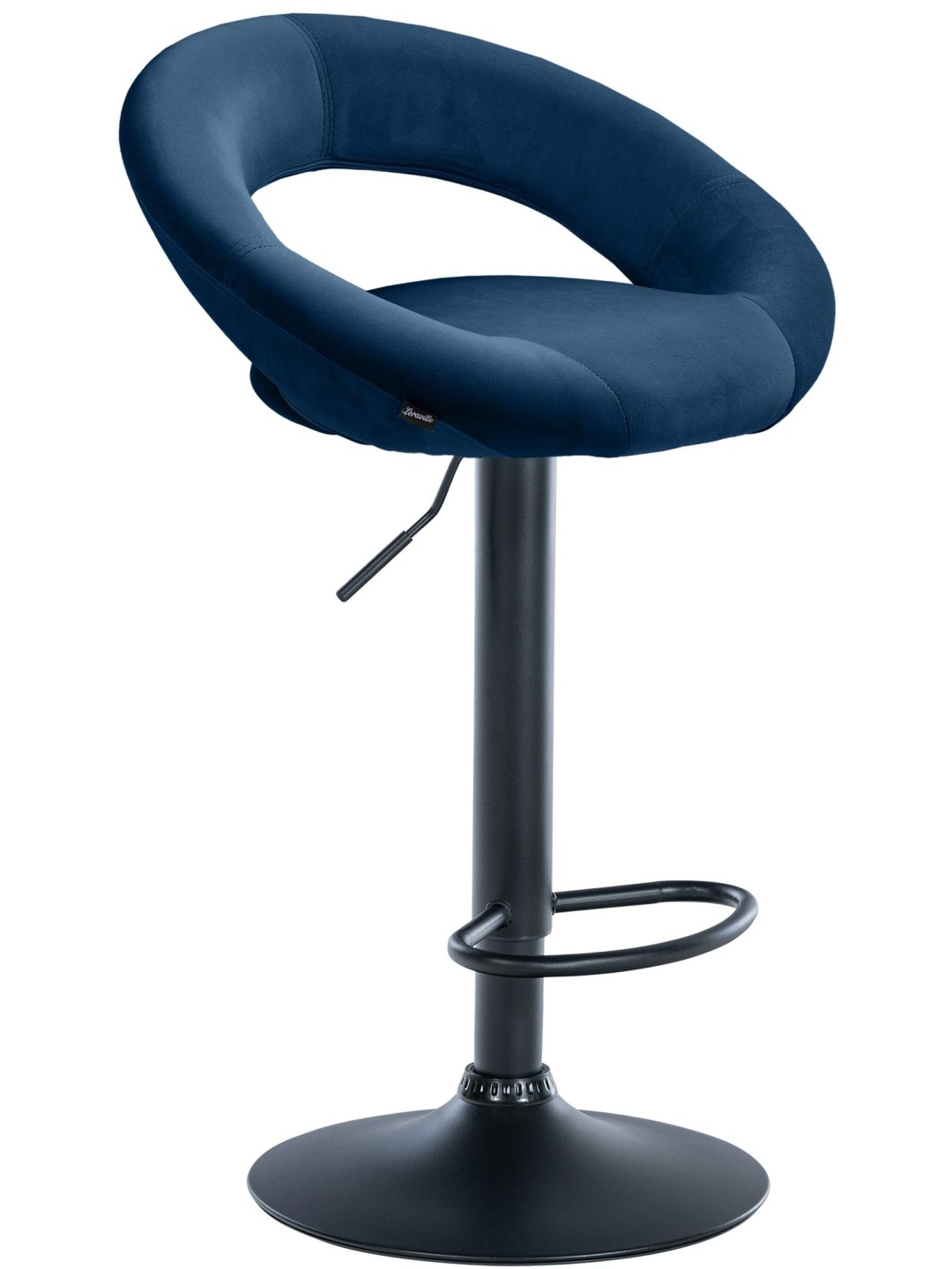Tabouret de bar Olinda velours, bleu