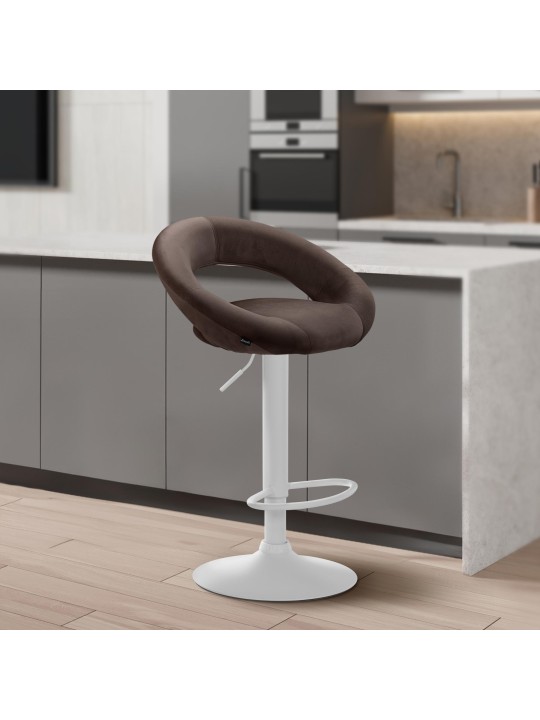Tabouret de bar Olinda velours, brun