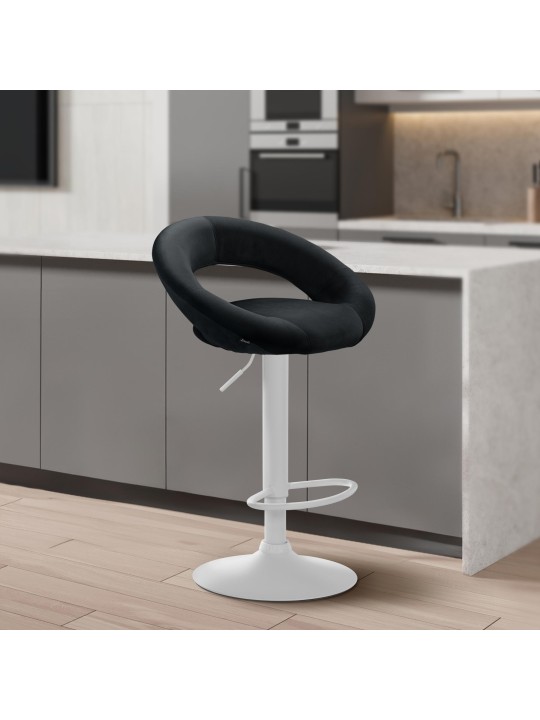 Tabouret de bar Olinda velours, noir