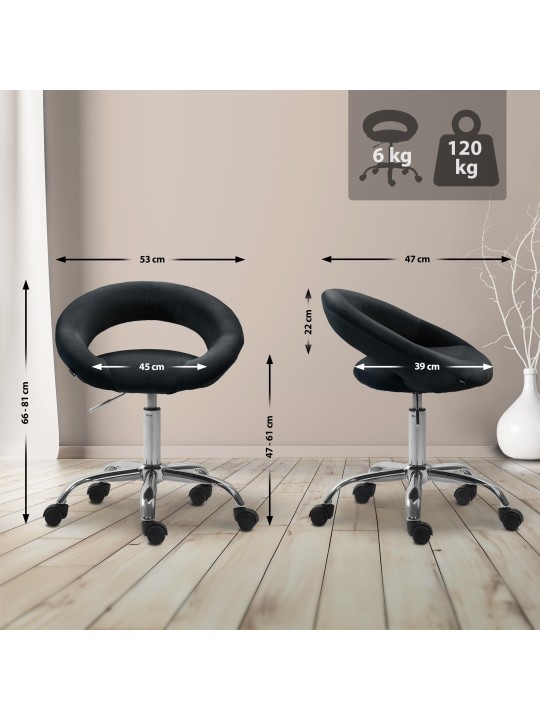 Tabouret de travail Olinda velours, noir Tabouret de travail Olinda velours, noir