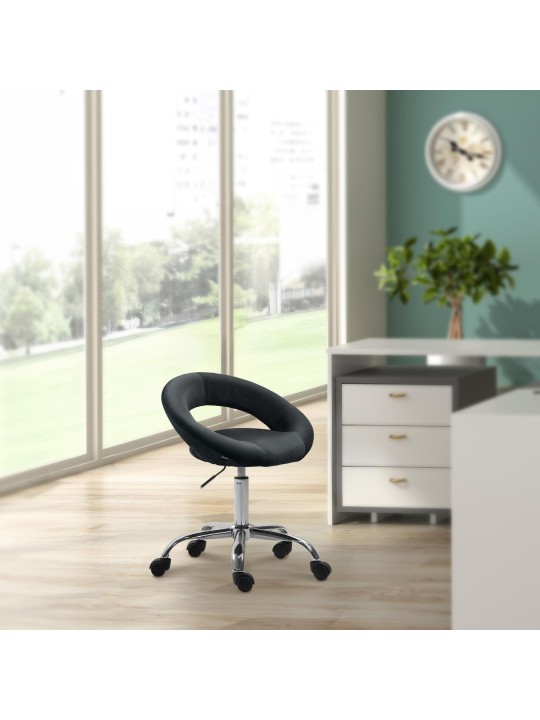 Tabouret de travail Olinda velours, noir Tabouret de travail Olinda velours, noir