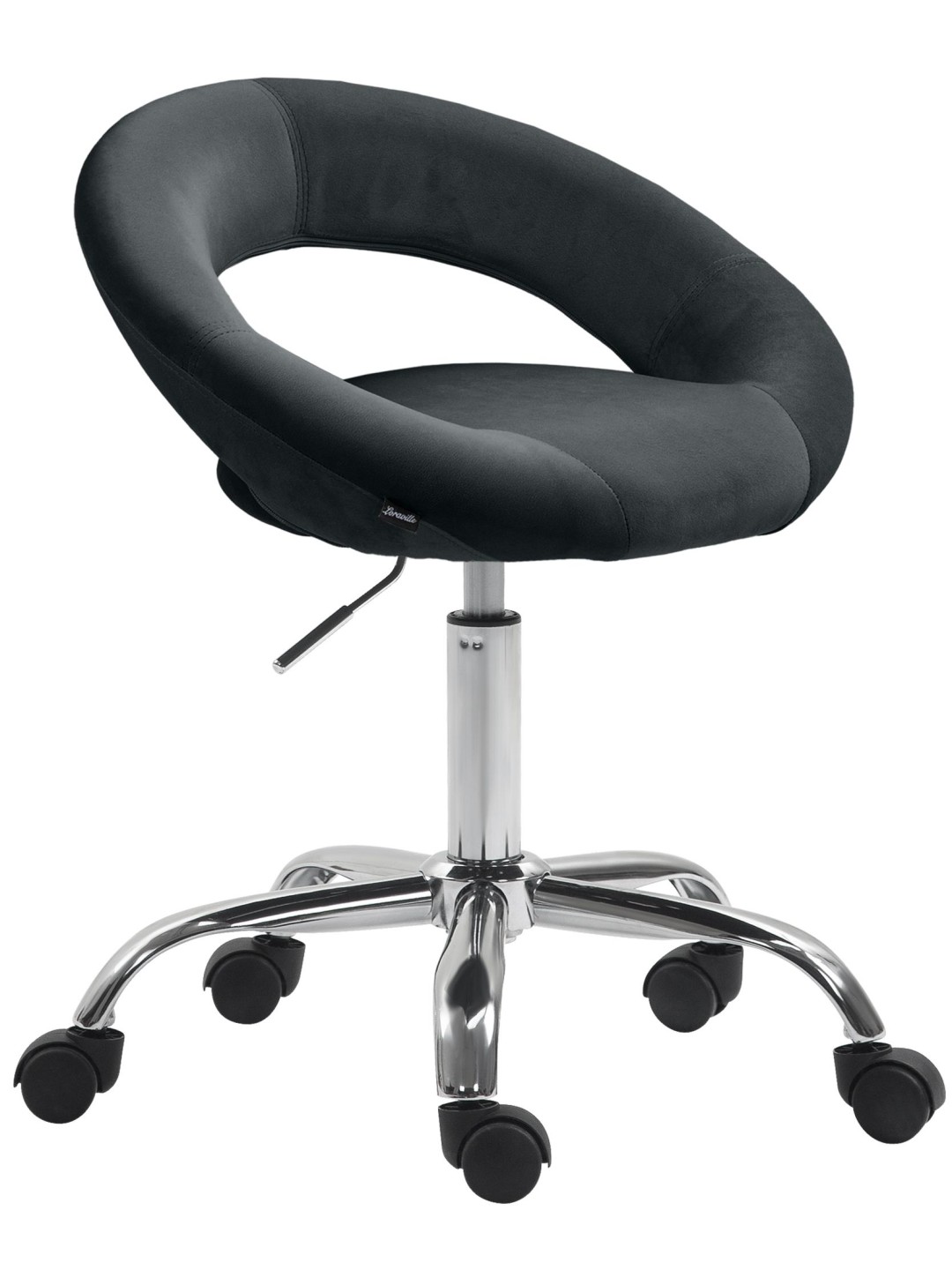 Tabouret de travail Olinda velours, noir