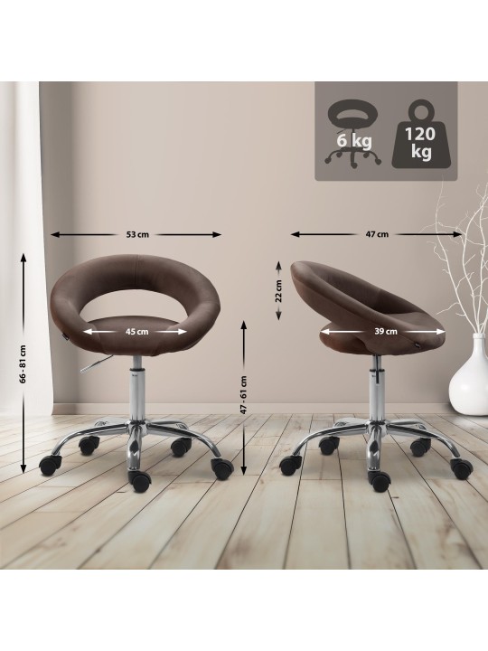 Tabouret de travail Olinda velours, brun Tabouret de travail Olinda velours, brun