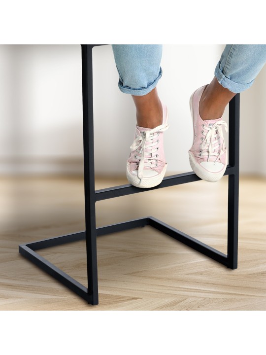 Tabouret de bar Hopewell simili cuir B, noir