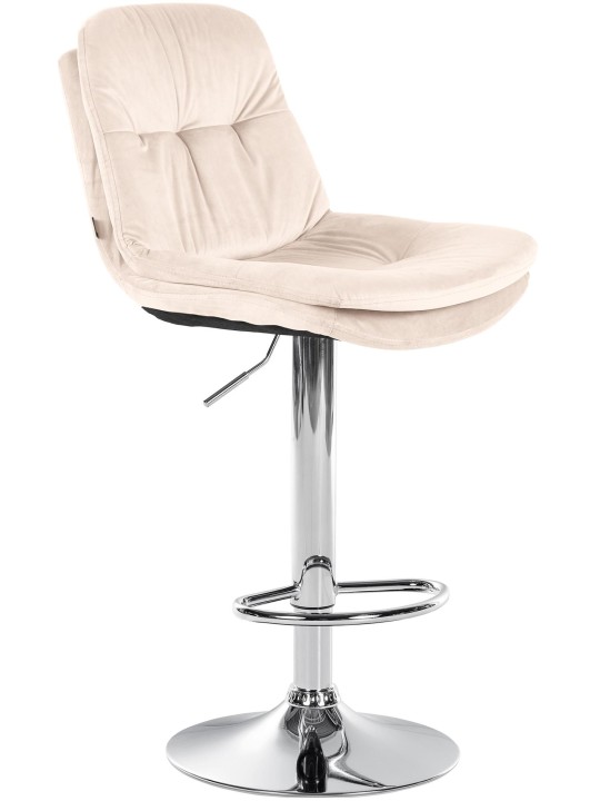 Tabouret de bar Laurel velours chrome, crème