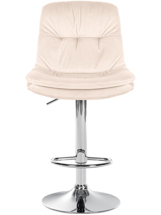 Tabouret de bar Laurel velours chrome, crème