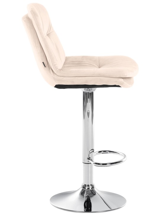 Tabouret de bar Laurel velours chrome, crème
