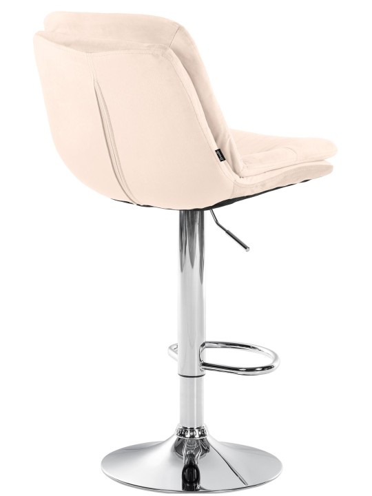 Tabouret de bar Laurel velours chrome, crème