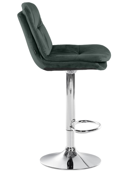 Tabouret de Bar Laurel Velours Chrome, vert foncé