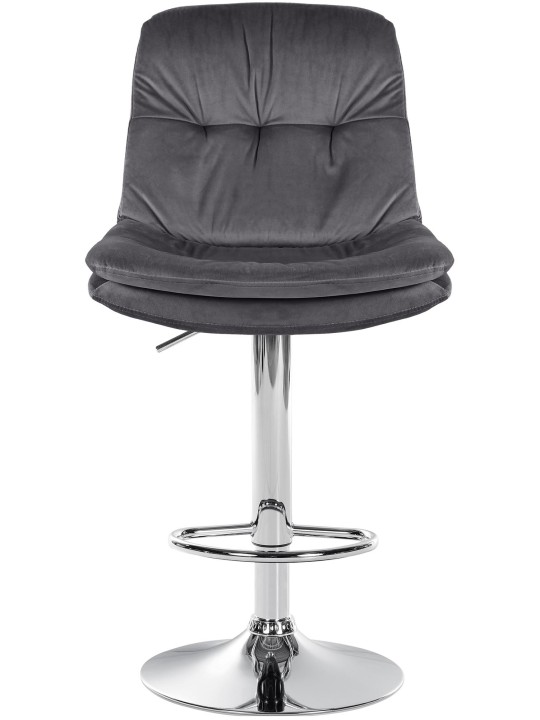 Tabouret de Bar Laurel Velours Chrome, gris foncé