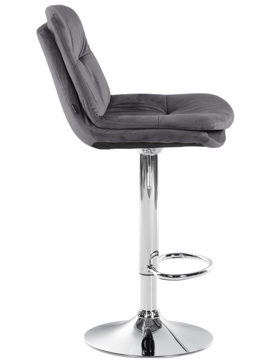 Tabouret de Bar Laurel Velours Chrome, gris foncé