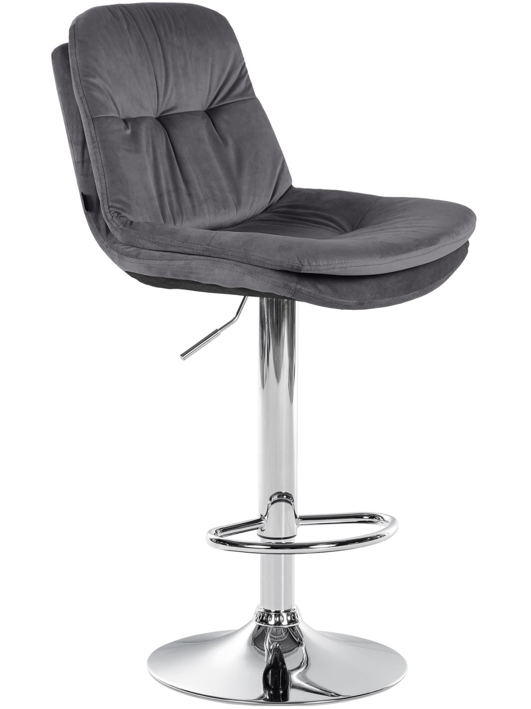 Tabouret de Bar Laurel Velours Chrome, gris foncé