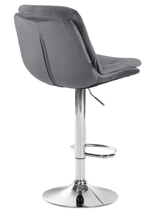 Tabouret de Bar Laurel Velours Chrome, gris foncé