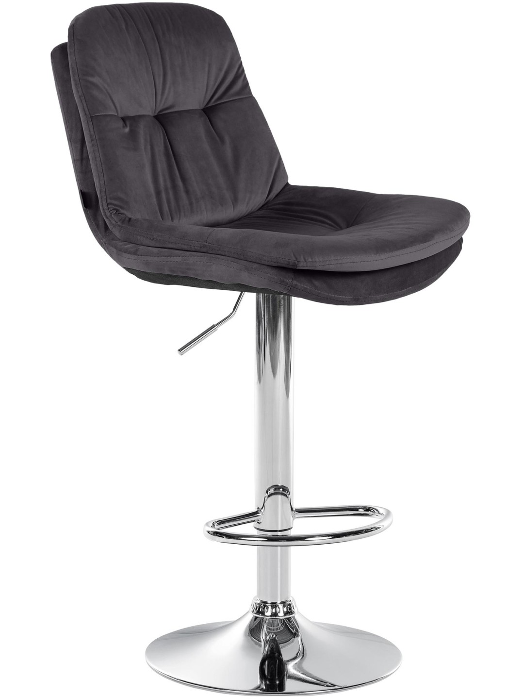 Tabouret de Bar Laurel Velours Chrome, noir