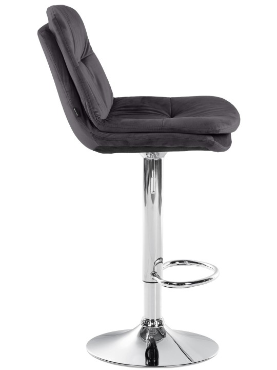 Tabouret de Bar Laurel Velours Chrome, noir