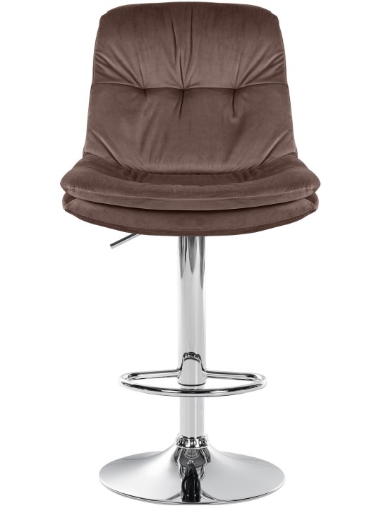 Tabouret de Bar Laurel Velours Chrome, brun