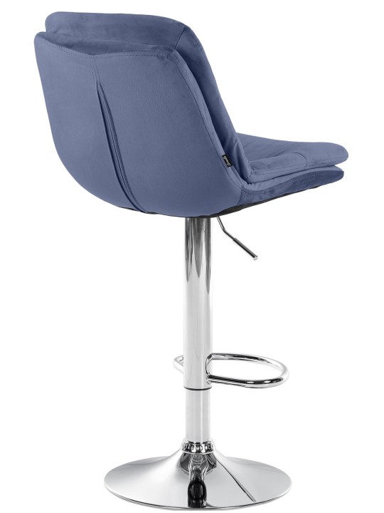 Tabouret de Bar Laurel Velours Chrome, bleu