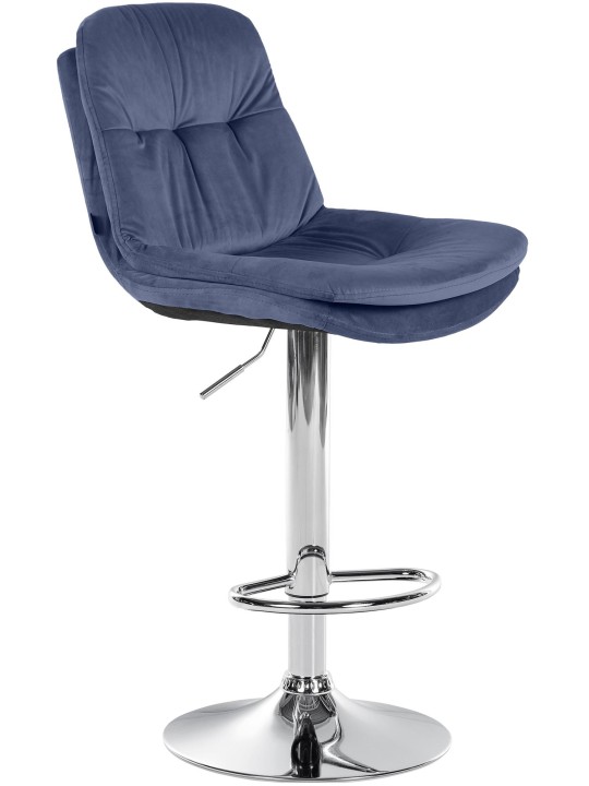 Tabouret de Bar Laurel Velours Chrome, bleu