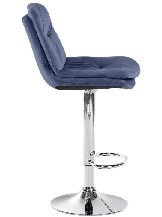 Tabouret de Bar Laurel Velours Chrome, bleu