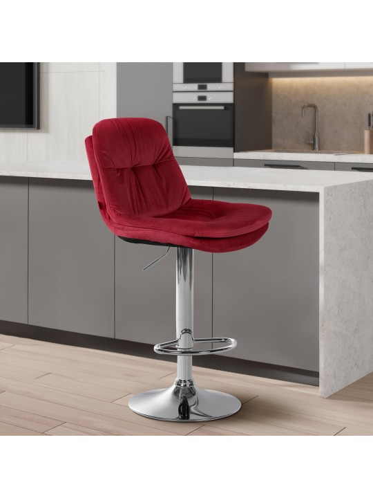 Tabouret de Bar Laurel Velours Chrome, rouge