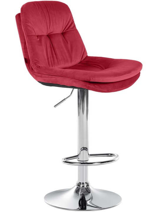 Tabouret de Bar Laurel Velours Chrome, rouge