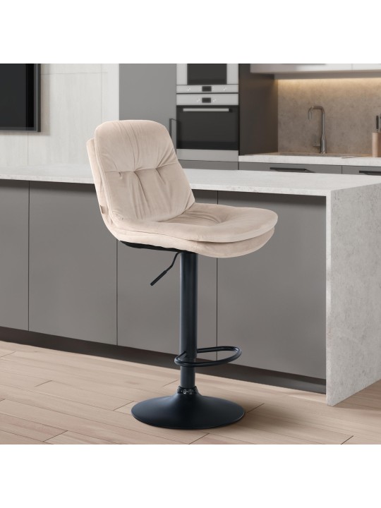 Tabouret de bar Laurel velours, crème