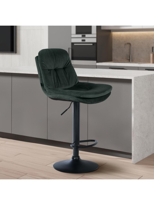 Tabouret de bar Laurel velours, vert foncé