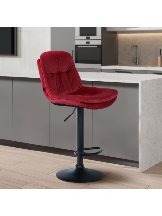 Tabouret de bar Laurel velours, rouge