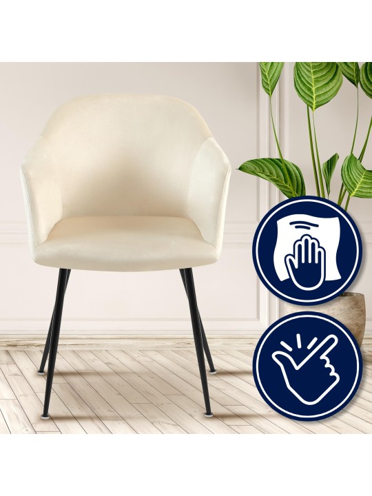 Chaise de salle à manger en velours Jaysie, crème Chaise de salle à manger en velours Jaysie, crème