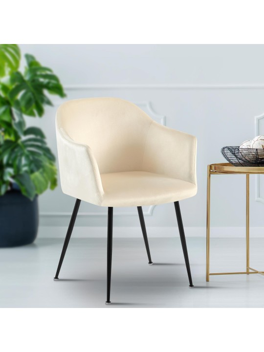 Chaise de salle à manger en velours Jaysie, crème Chaise de salle à manger en velours Jaysie, crème
