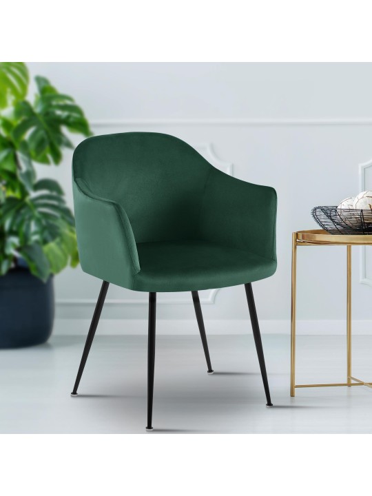 Chaise de salle à manger en velours Jaysie, vert foncé Chaise de salle à manger en velours Jaysie, vert foncé