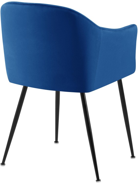 Chaise de salle à manger en velours Jaysie, bleu foncé