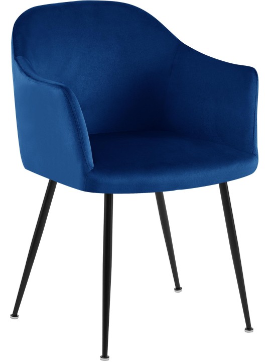 Chaise de salle à manger en velours Jaysie, bleu foncé