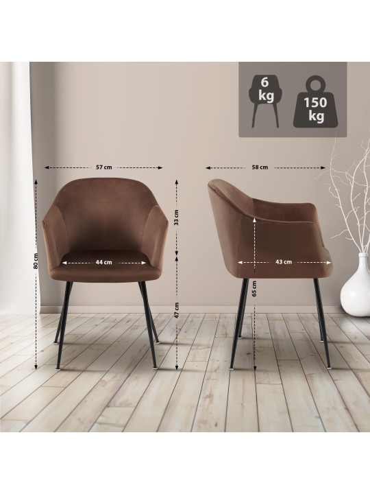 Chaise de salle à manger en velours Jaysie, brun Chaise de salle à manger en velours Jaysie, brun