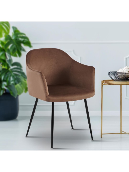 Chaise de salle à manger en velours Jaysie, brun Chaise de salle à manger en velours Jaysie, brun