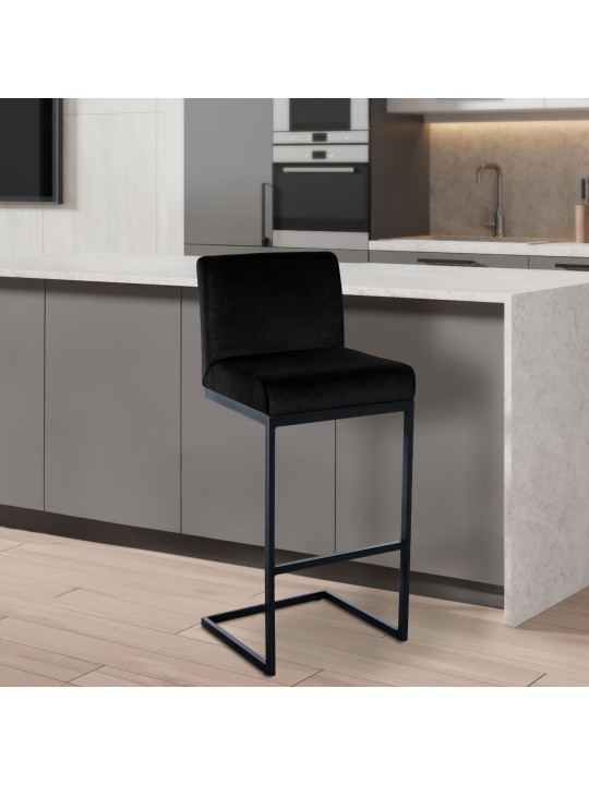 Tabouret de bar Hopewell velours B, noir Tabouret de bar Hopewell velours B, noir