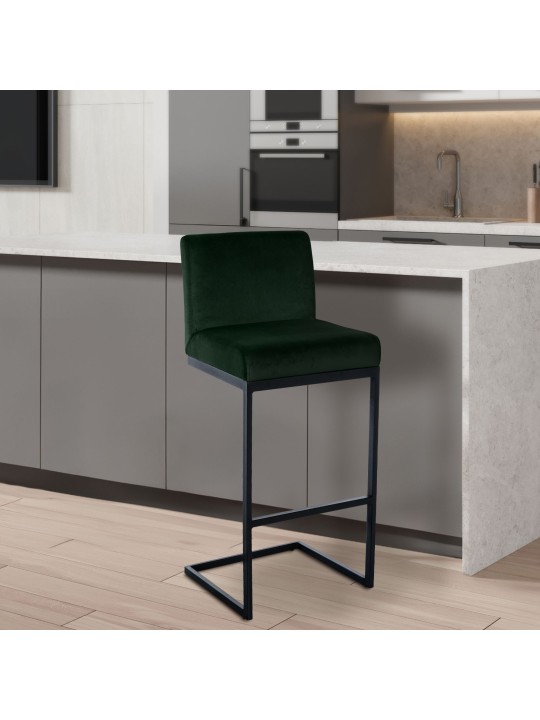 Tabouret de bar Hopewell velours B, vert