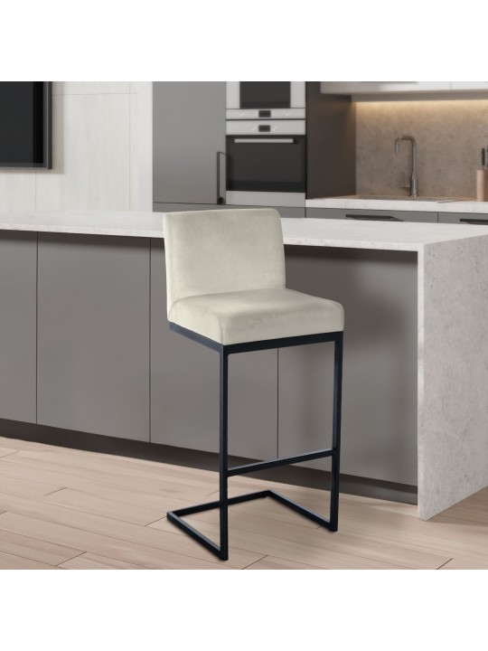 Tabouret de bar Hopewell velours B, crème