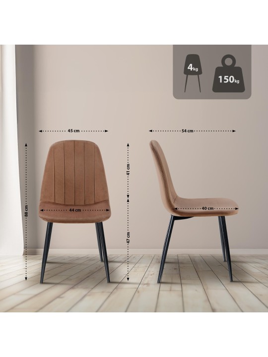 Chaise de salle à manger en velours Baxter, brun