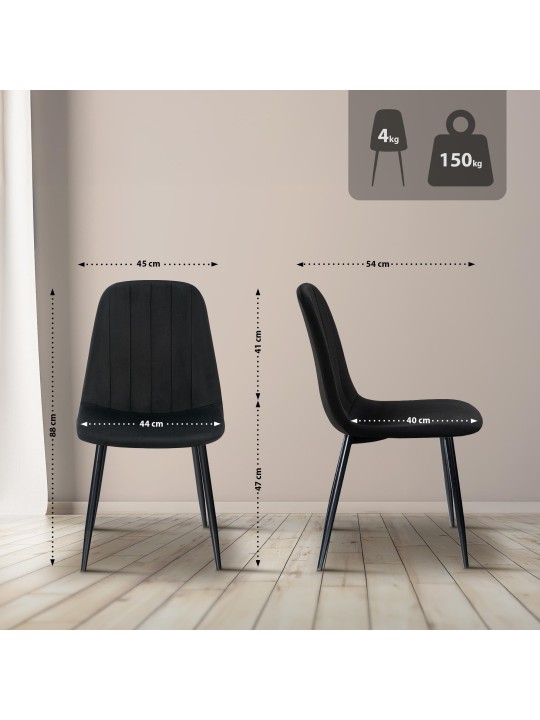 Chaise de salle à manger en velours Baxter, noir Chaise de salle à manger en velours Baxter, noir