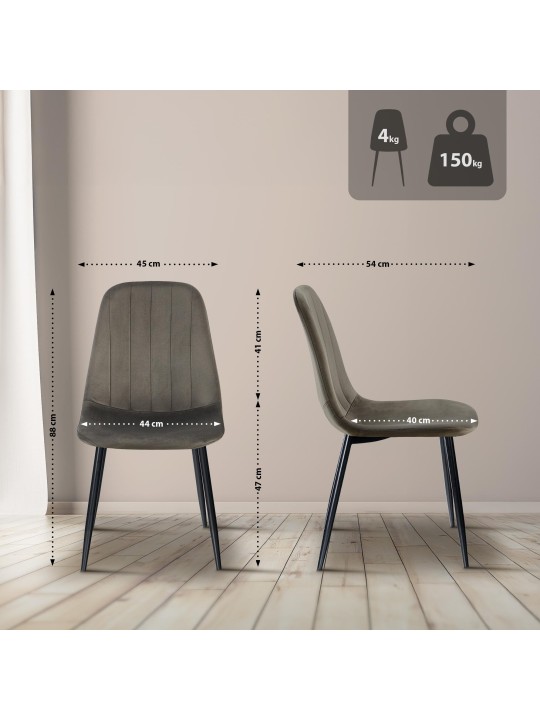 Chaise de salle à manger en velours Baxter, anthracite Chaise de salle à manger en velours Baxter, anthracite