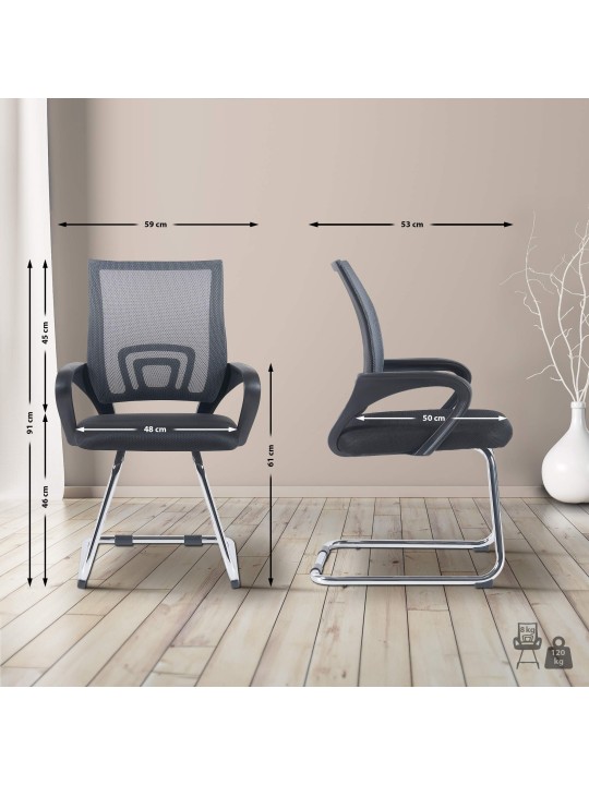 Lot de 2 chaises visiteurs Eureka, gris