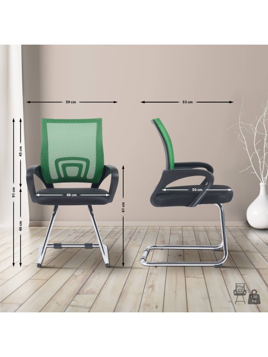 Lot de 2 chaises visiteurs Eureka, vert