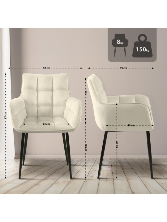 Chaise Tirana velours, crème Chaise Tirana velours, crème