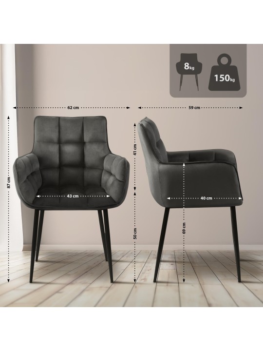 Chaise Tirana velours, anthracite Chaise Tirana velours, anthracite