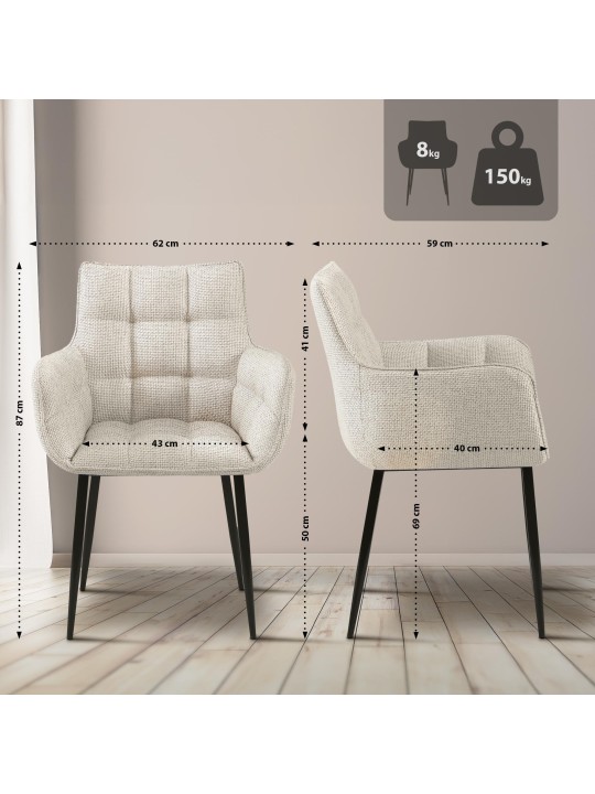 Chaise Tirana tissu, ivoire Chaise Tirana tissu, ivoire