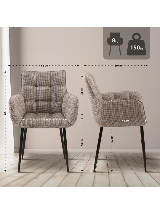 Chaise Tirana tissu, terre brune Chaise Tirana tissu, terre brune