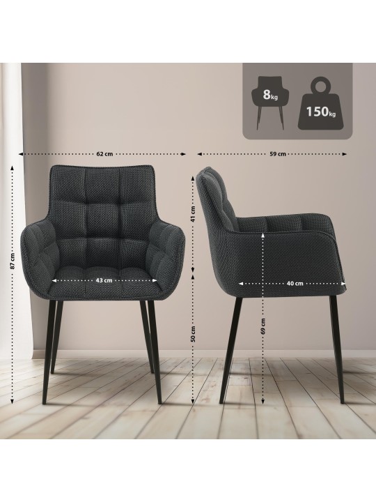 Chaise Tirana tissu, gris titane