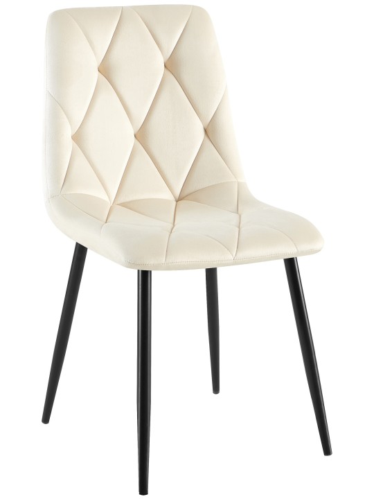 Chaise de salle à manger en velours Clairton, crème