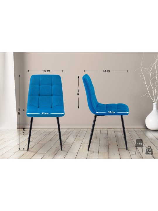 Lot de 2 chaises de salle à manger Tilde tissu, bleu clair